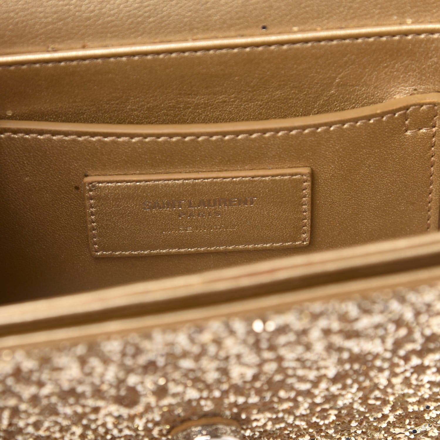 Saint Laurent Glitter Small Lulu Bunny Satchel Gold Silver 6 of 10