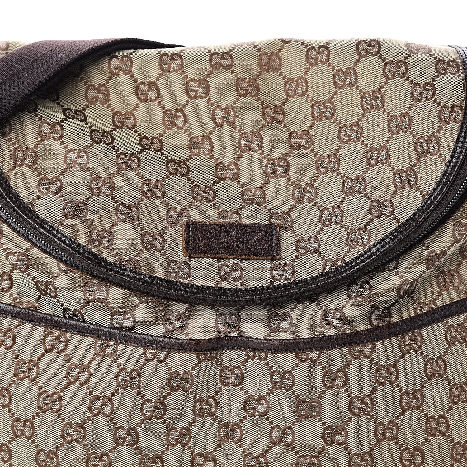 Gucci Monogram Natural Pigskin Large Diaper Bag Beige Ebony Cocoa Dark Chocolate 7 of 9