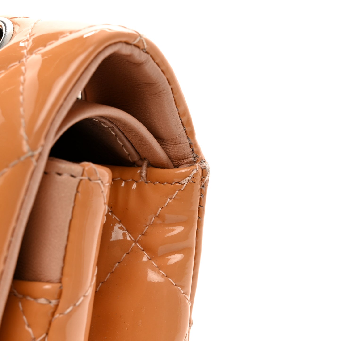 Patent Quilted Medium Double Flap Light Pink