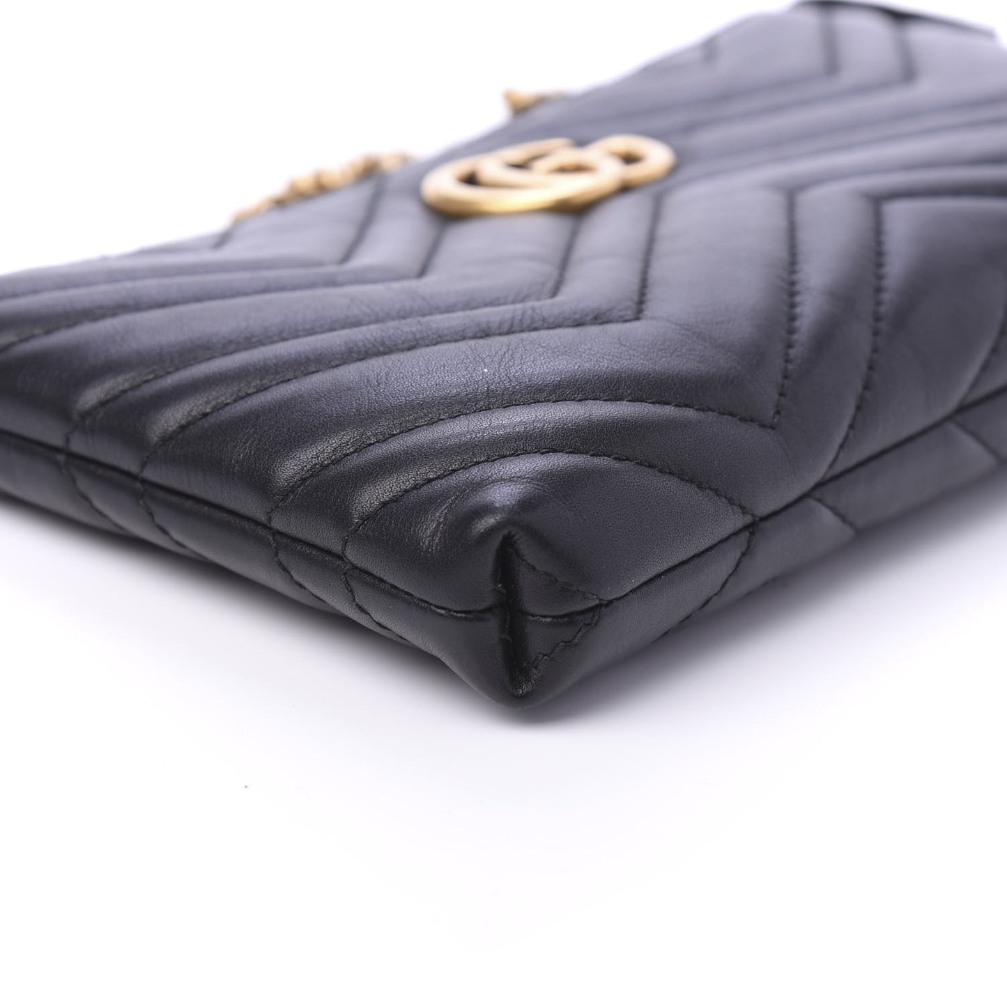 Calfskin Matelasse Mini GG Marmont Chain Bag Black