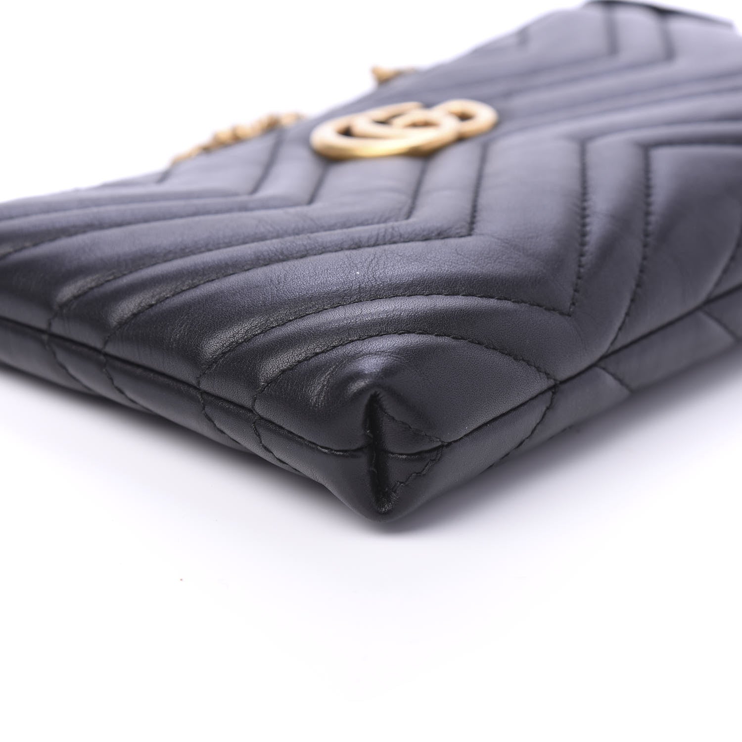 Gucci Calfskin Matelasse Mini GG Marmont Chain Bag Black 6 of 11