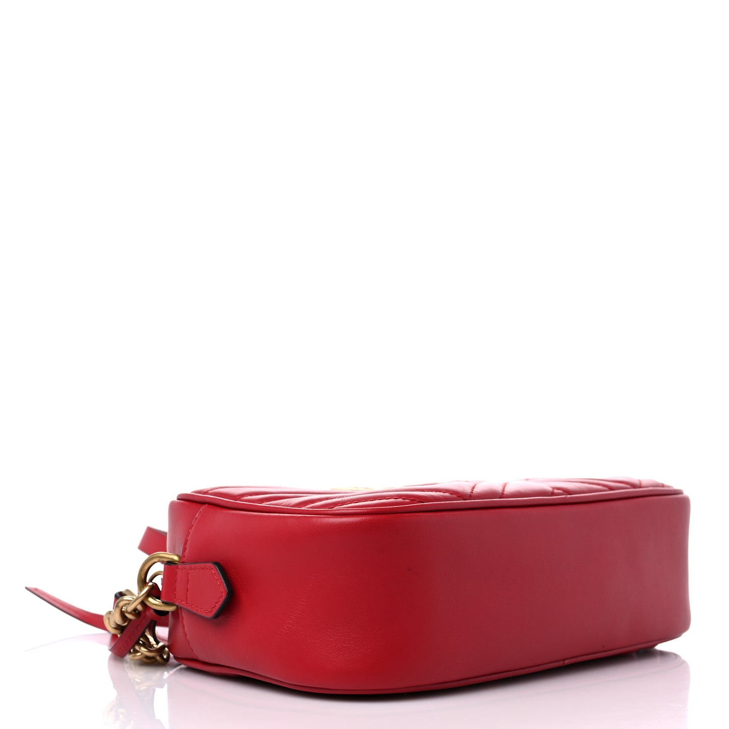 Calfskin Matelasse Small GG Marmont Chain Shoulder Bag Hibiscus Red