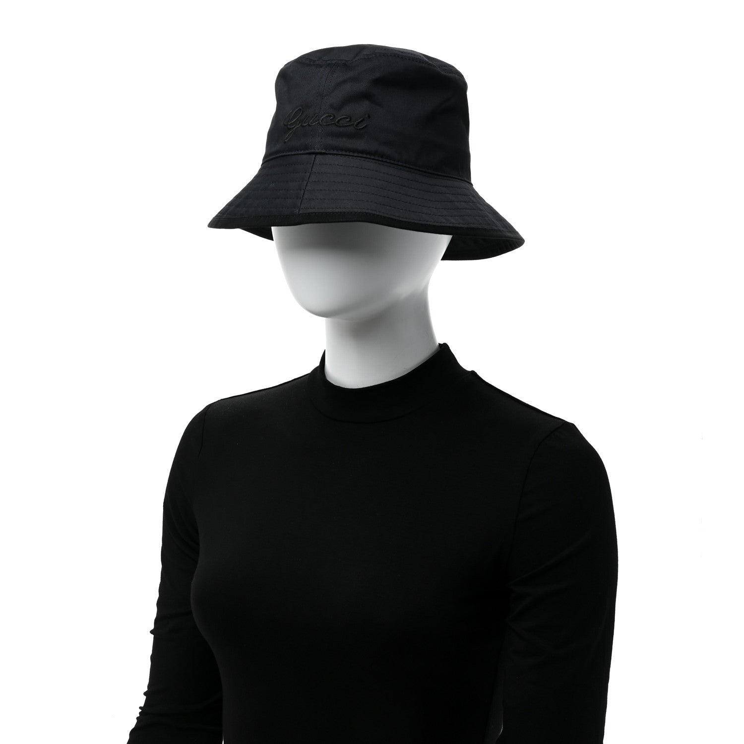 Gucci Cotton Logo Cabris Bucket Hat M Navy Blue 2 of 7