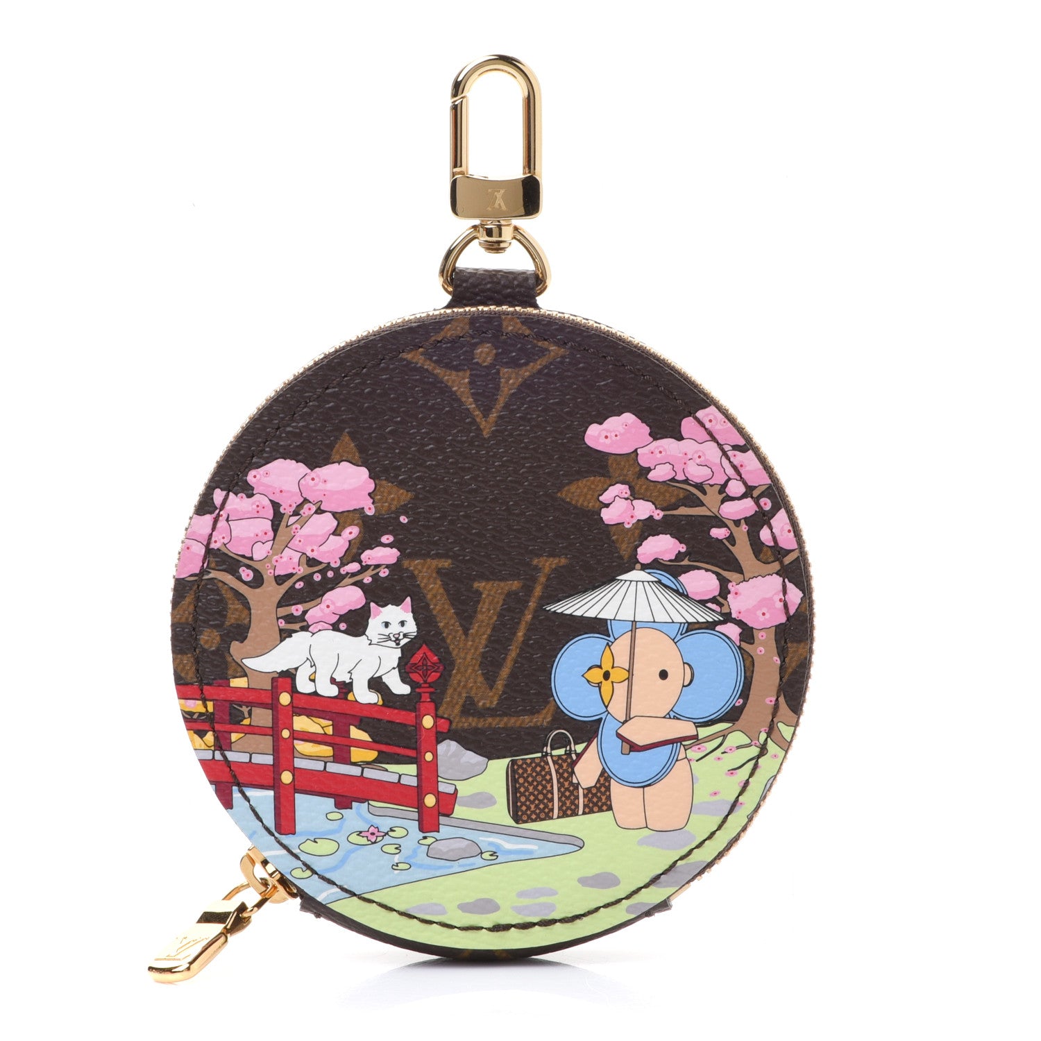 Louis Vuitton Monogram 2021 Christmas Animation Japanese Garden Round Coin Purse Wisteria Pink 1 of 7