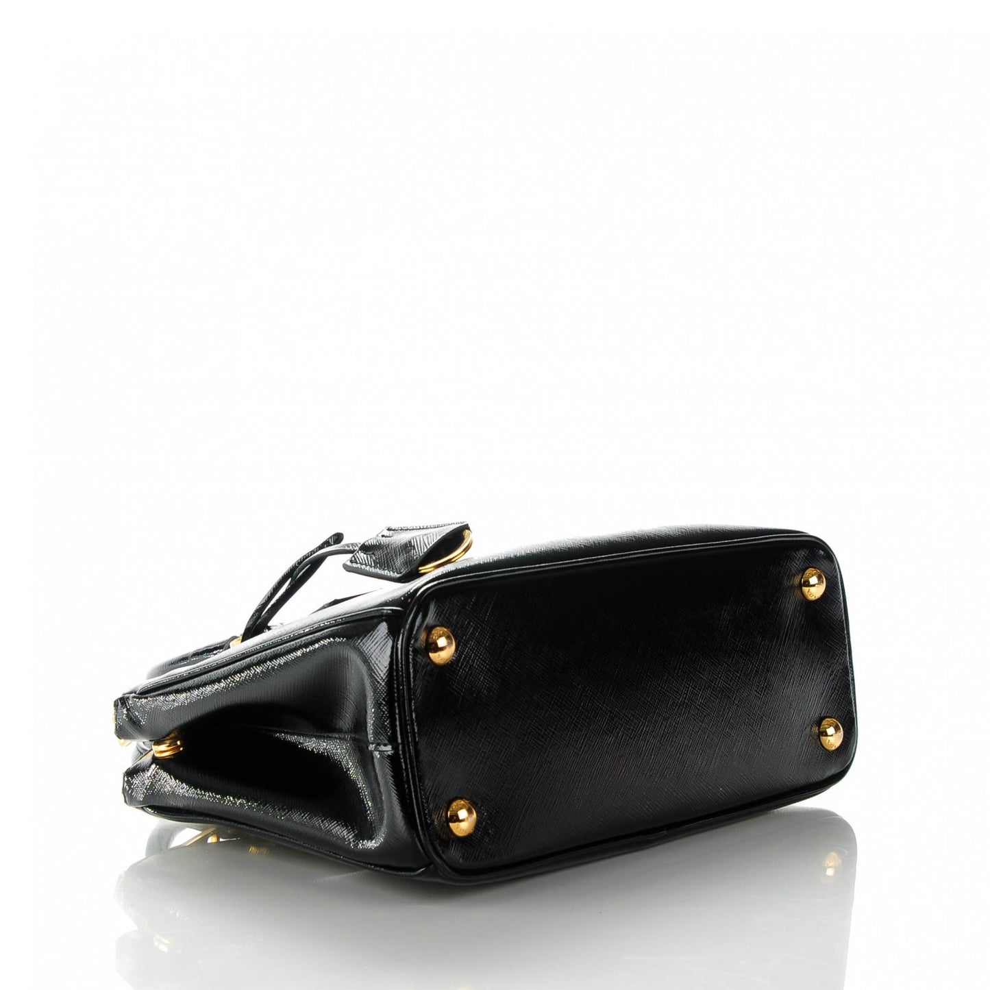 Saffiano Vernice Mini Galleria Double Zip Tote Black