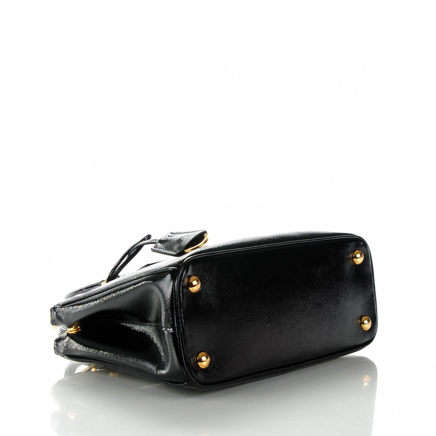 Prada Saffiano Vernice Mini Galleria Double Zip Tote Black 4 of 8