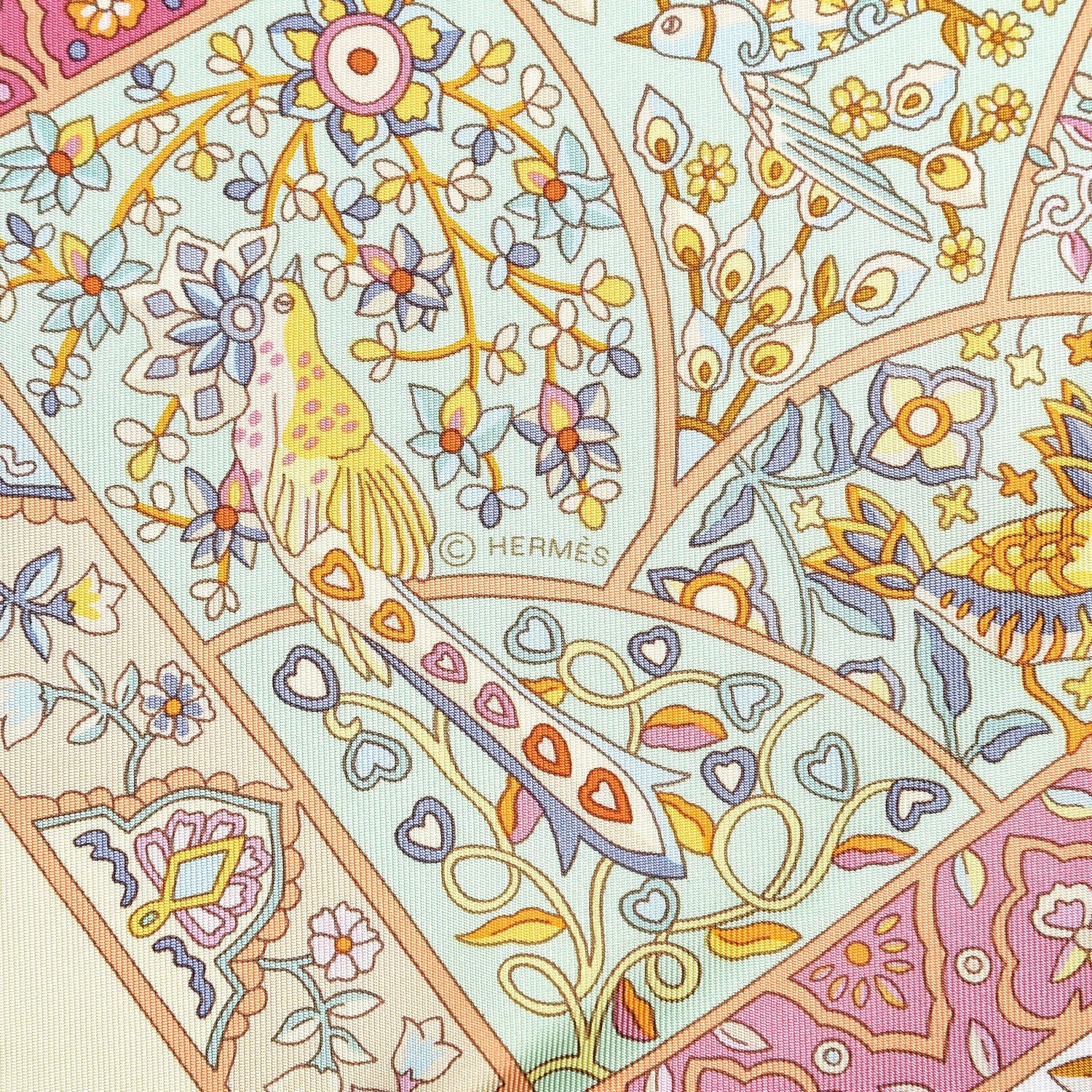 Hermes Silk Au Pays Des Oiseaux Fleurs Scarf 90 4 of 5