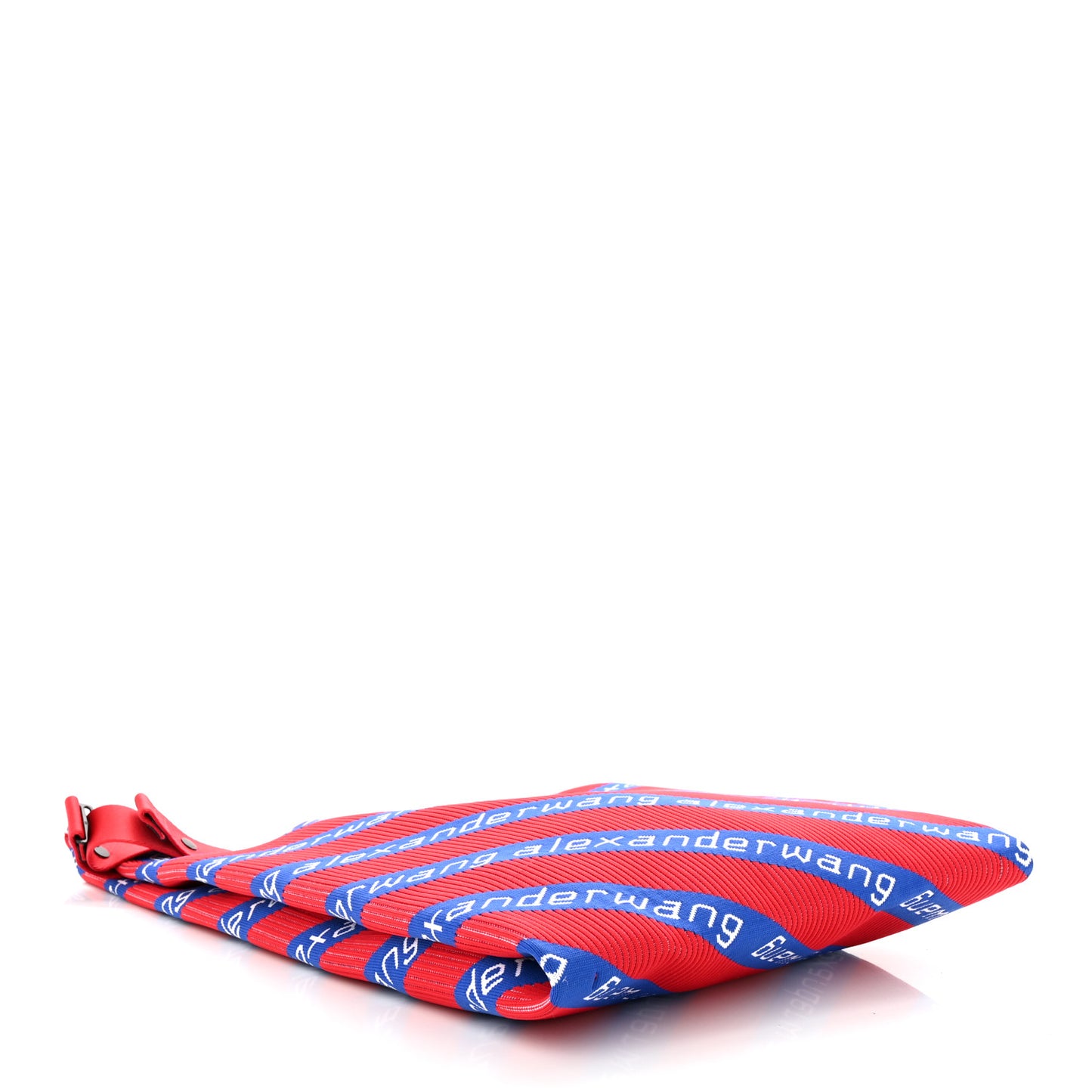 Knit Jacquard Diagonal Logo Shopper Tote Red Blue