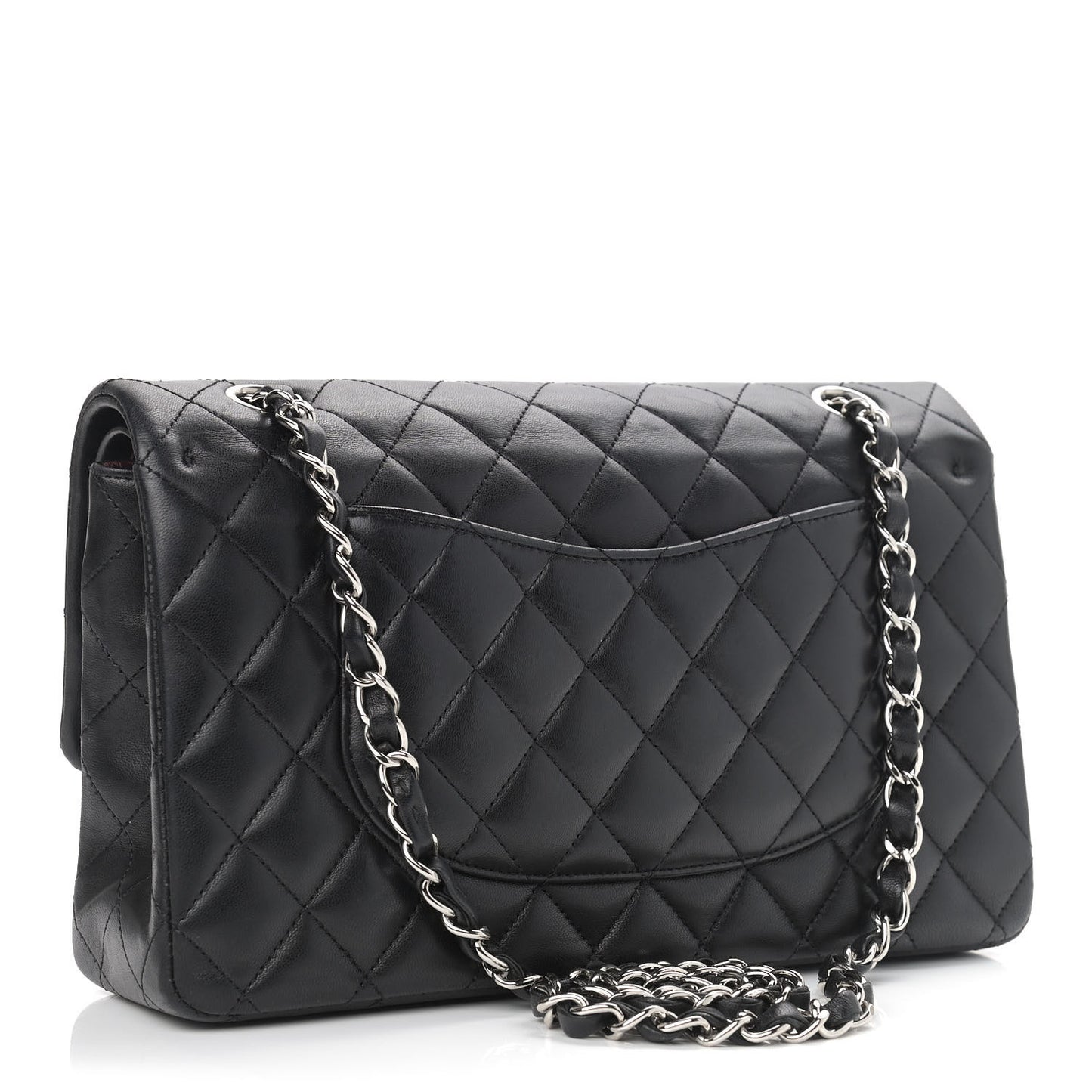 Lambskin Quilted Medium Double Flap Black