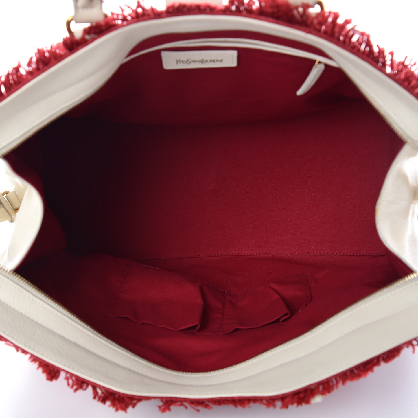 Linen Sheepskin Large Cabas ChYc Tote Red