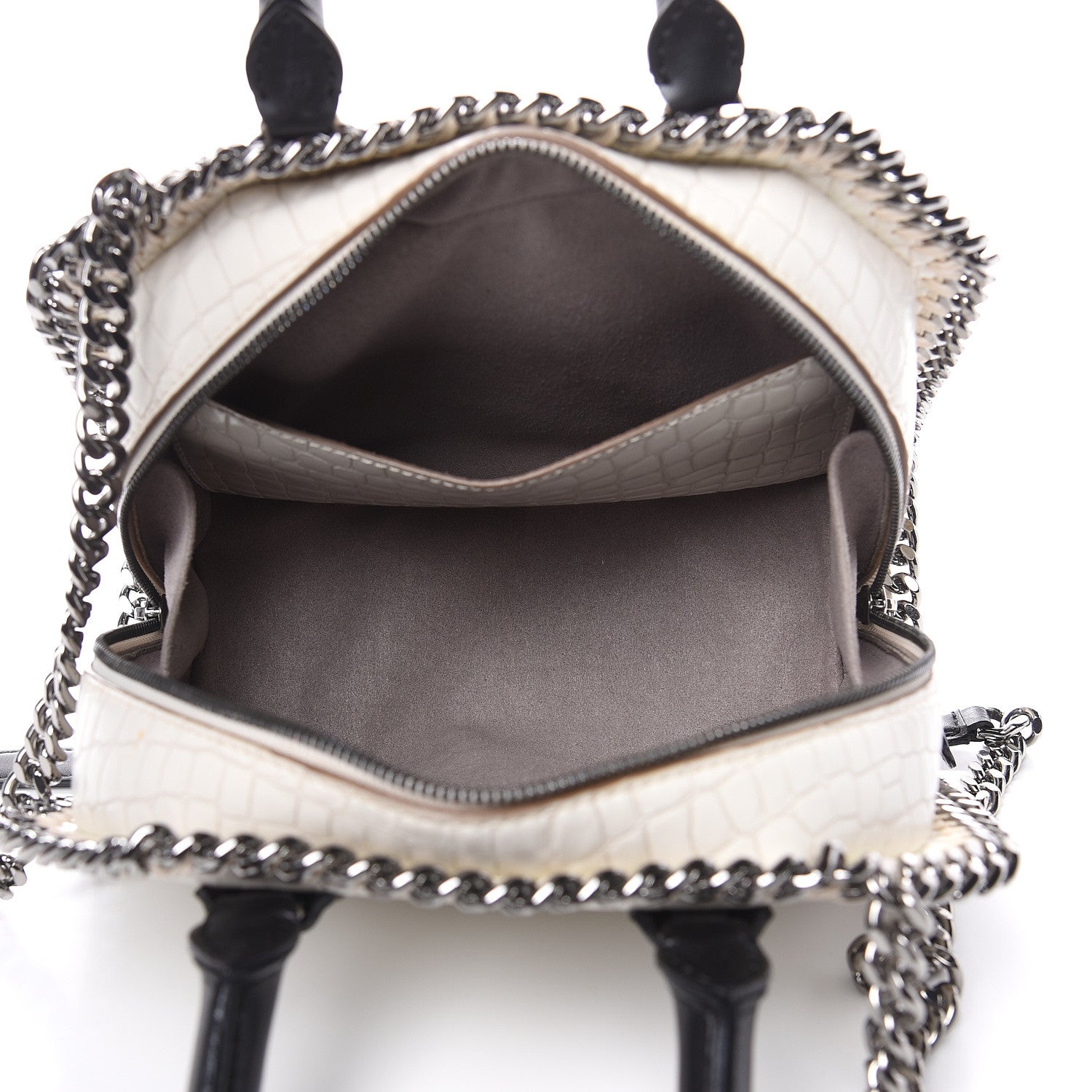 Stella McCartney Faux Leather Crocodile Embossed Mini Falabella Box Top Handle Bag White 5 of 13