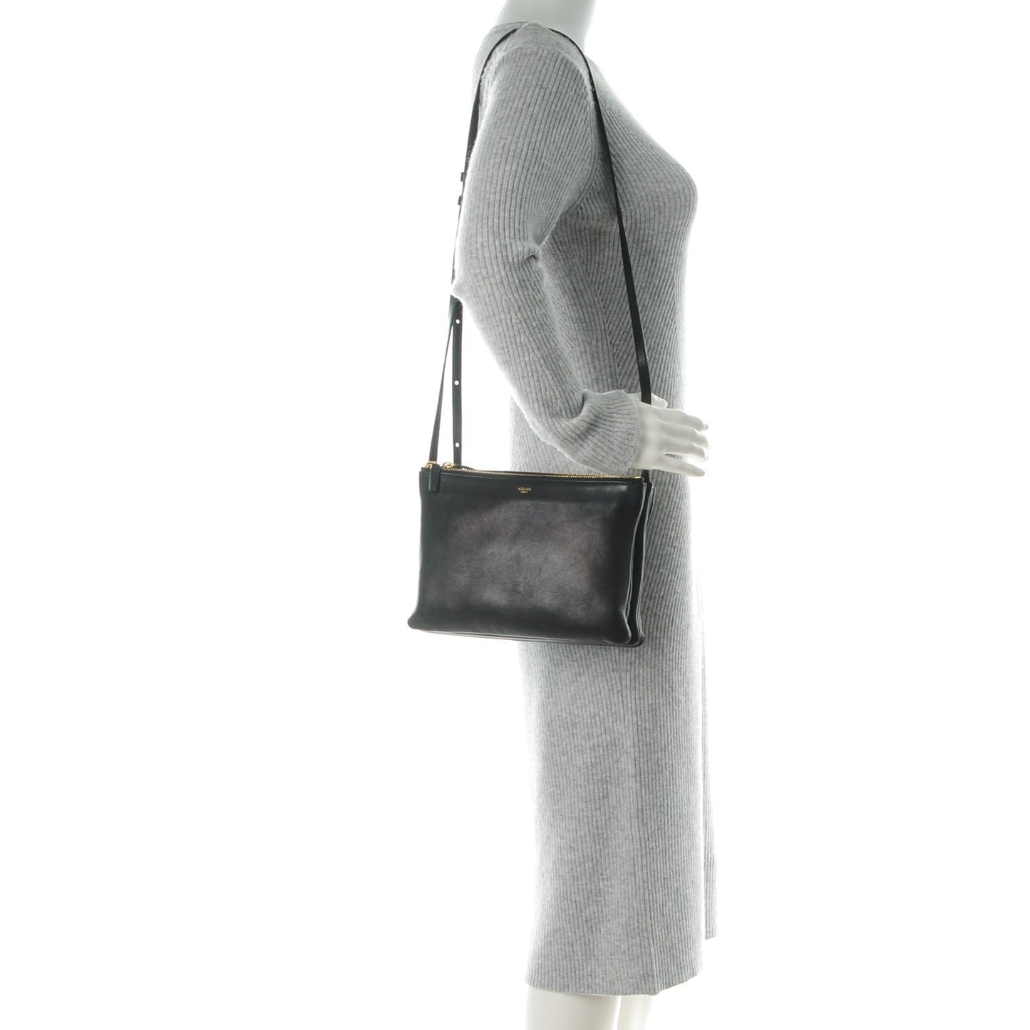 Lambskin Large Trio Crossbody Bag Black