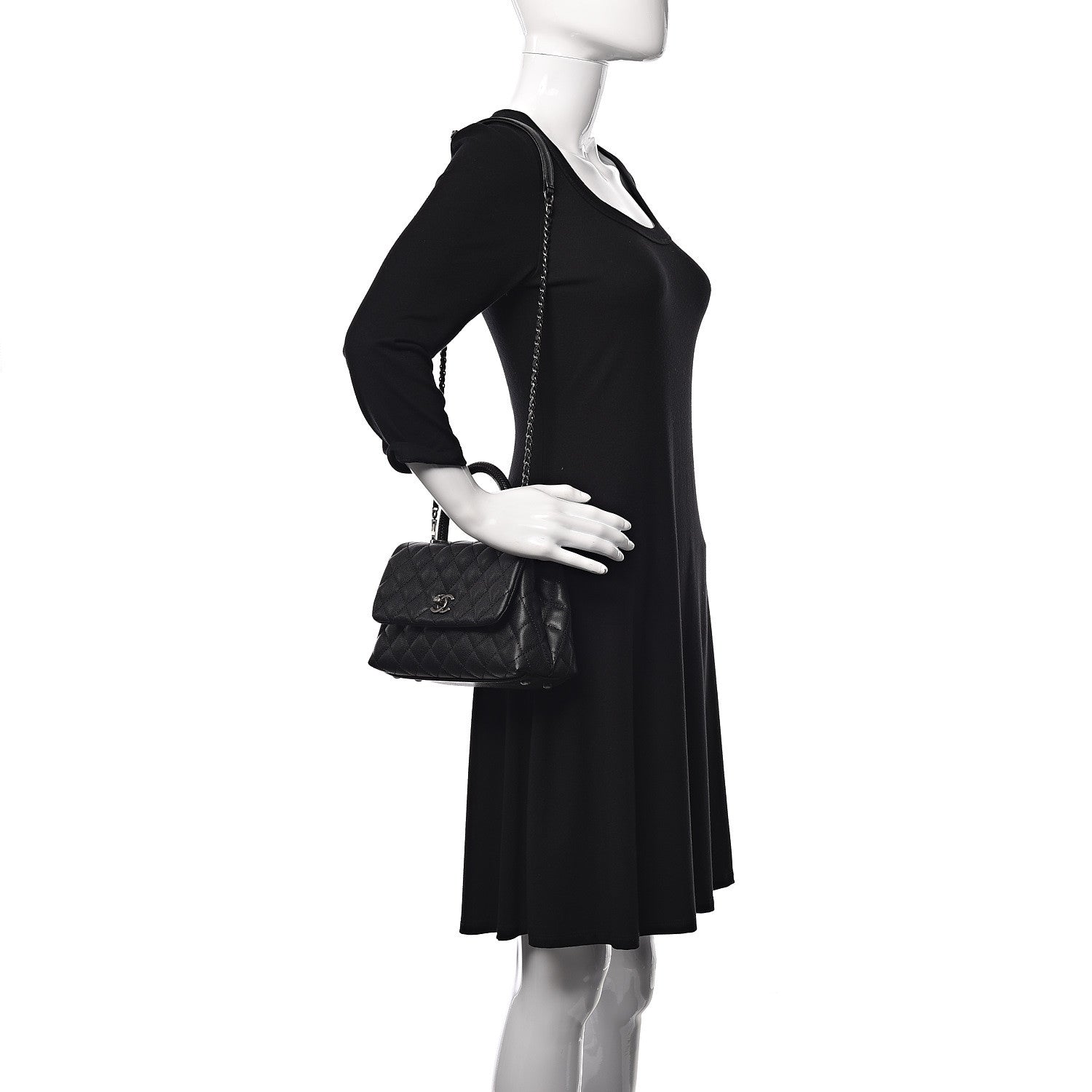 Chanel Caviar Lizard Quilted Mini Coco Handle Flap Black 2 of 9