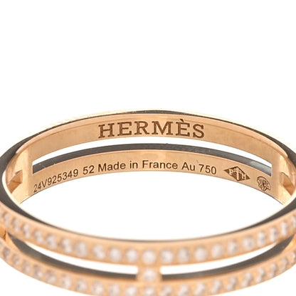 Hermes 18K Rose Gold Diamond Ariane Wedding Band Ring 52 6 4 of 5