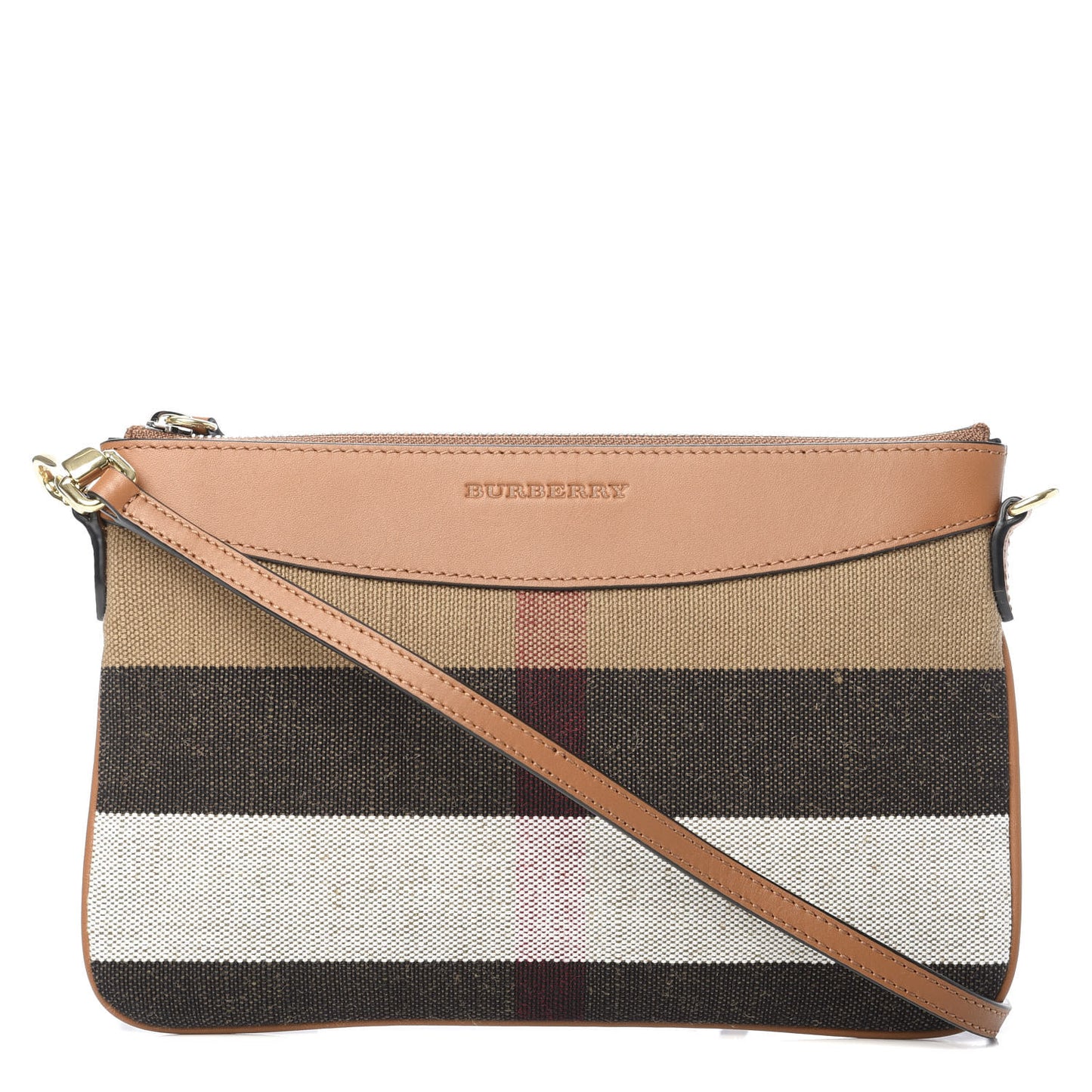 Mega Check Peyton Crossbody Clutch Bag Saddle Brown