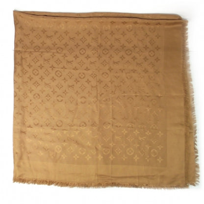 Louis Vuitton Wool Silk Monogram Shawl Camel 1 of 7