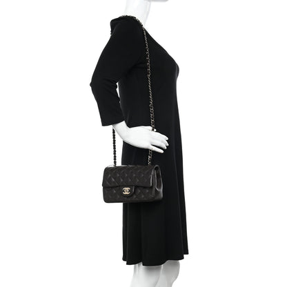 Chanel Lambskin Quilted Mini Rectangular Flap Dark Brown 3 of 16