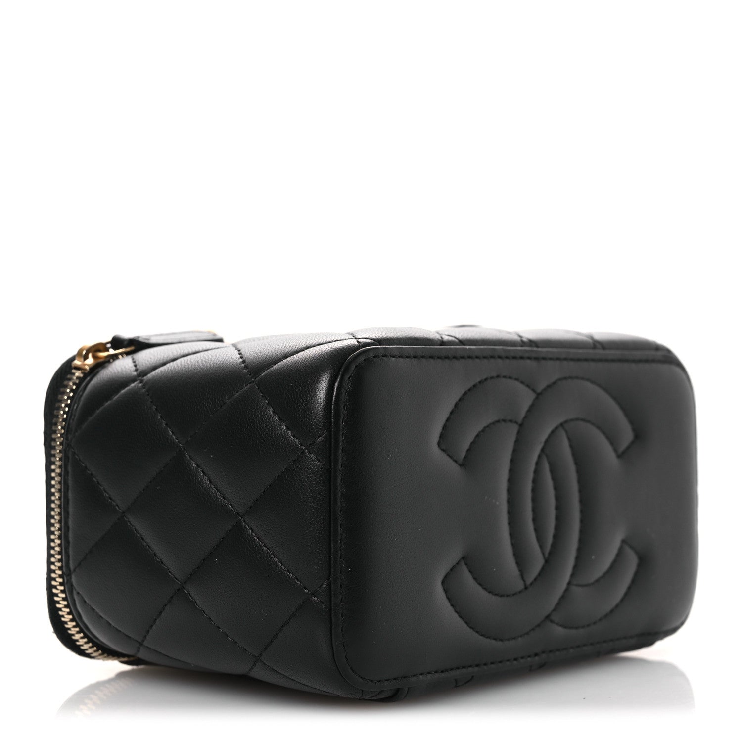 Chanel Lambskin Quilted Camellia Vanity Case Black 4 of 14