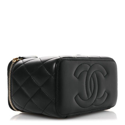 Chanel Lambskin Quilted Camellia Vanity Case Black 4 of 14