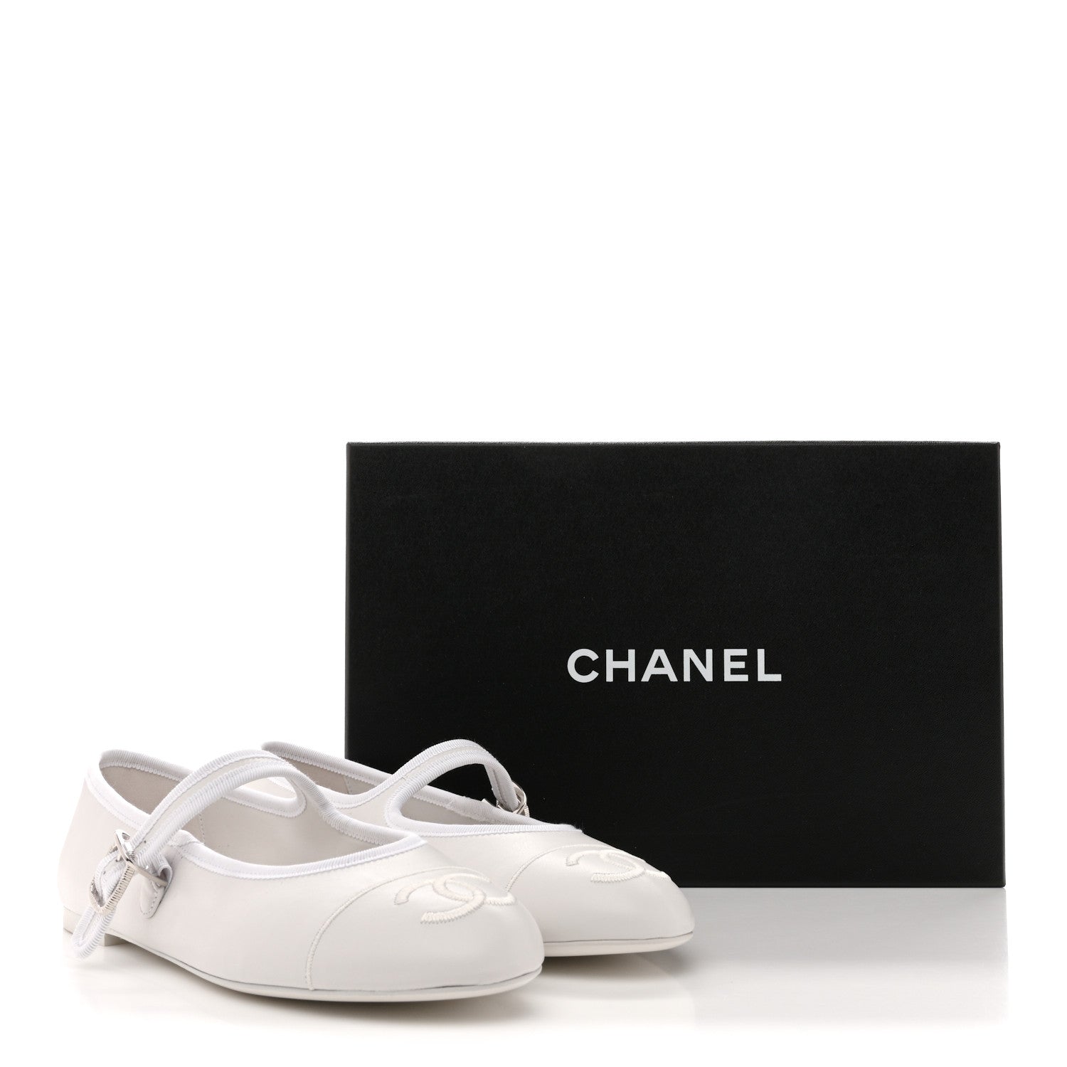 Chanel Lambskin Mary Jane Flats 40 White 10 of 10