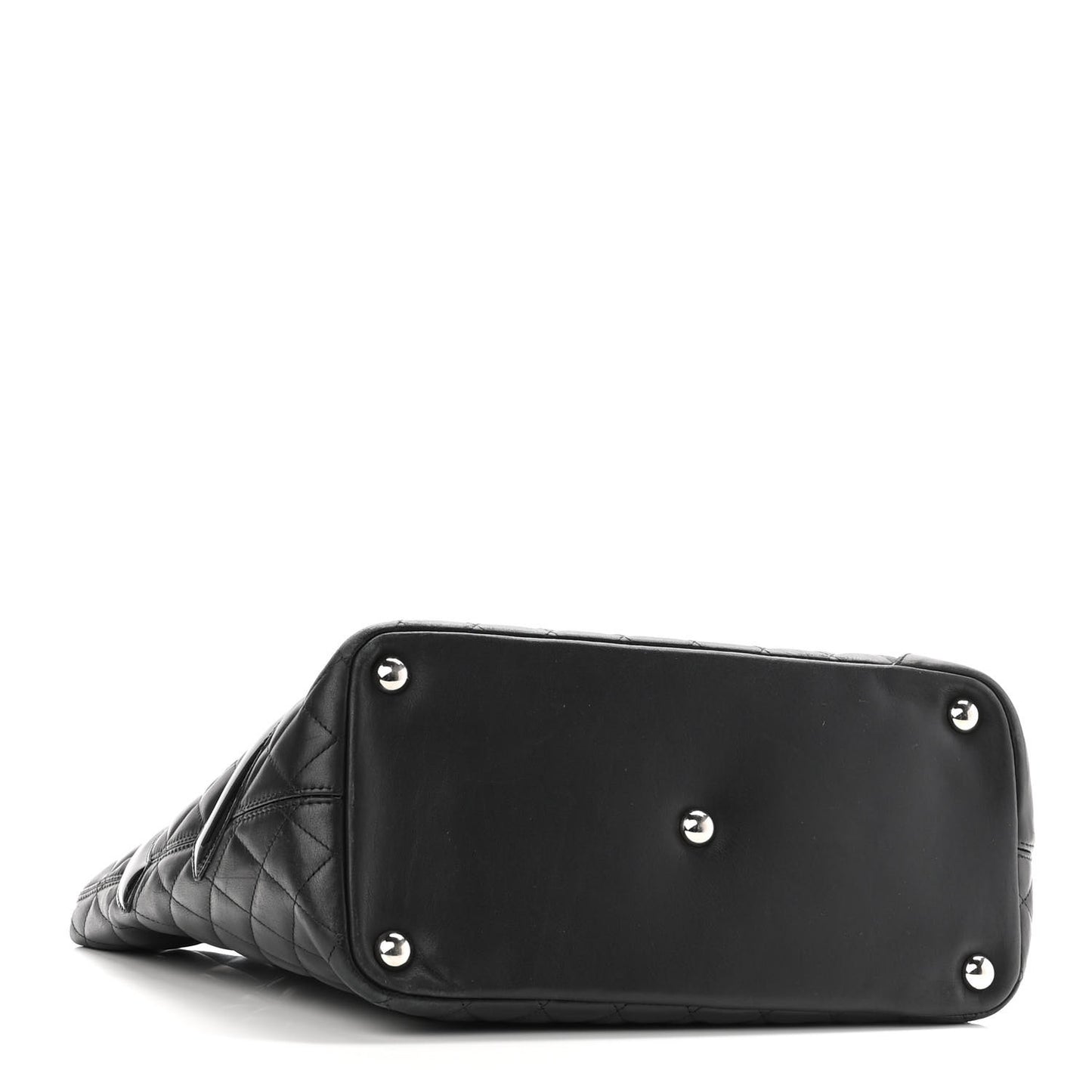 Calfskin Quilted Large Cambon Tote Black