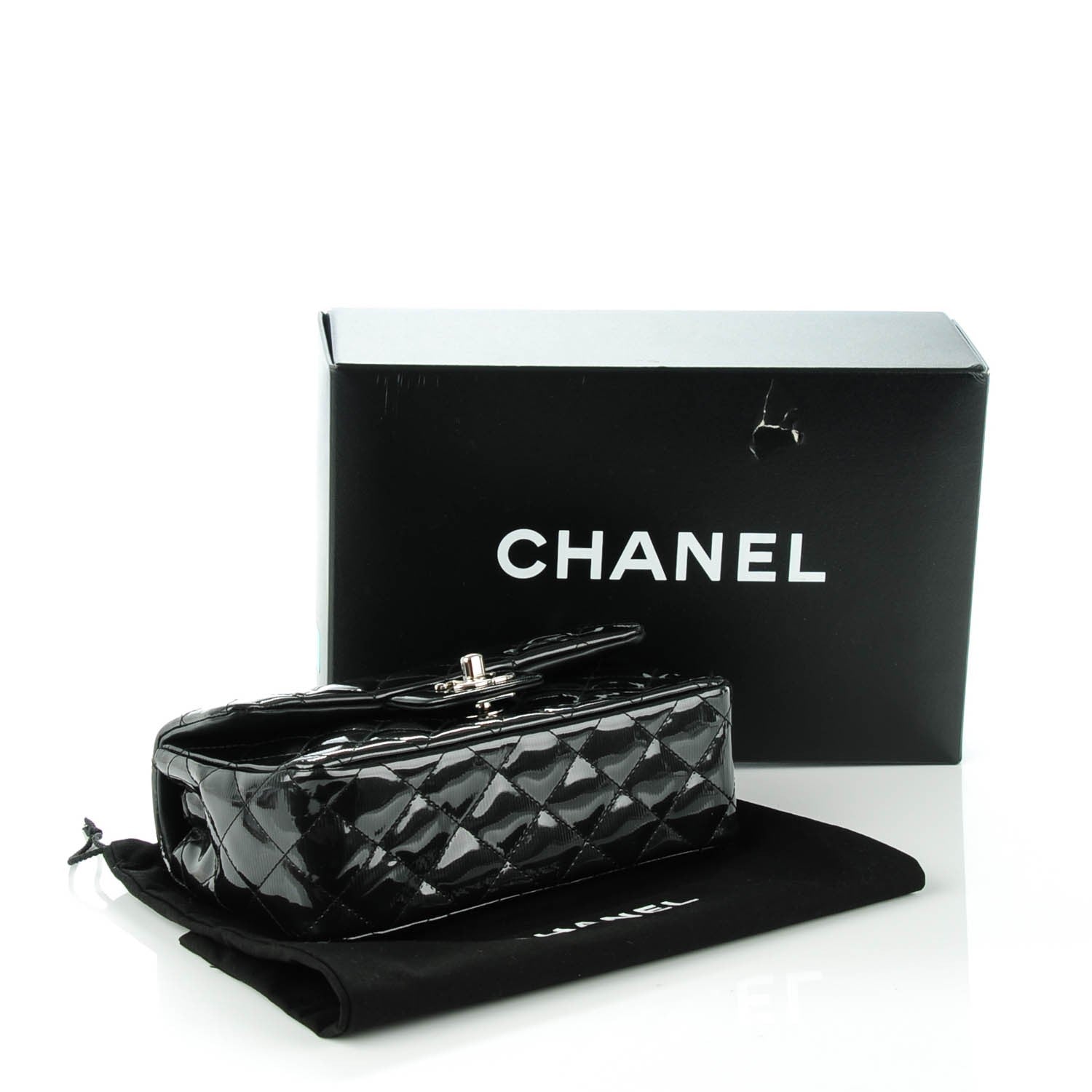 Chanel Striated Patent Quilted Mini Rectangular Flap Black 5 of 9