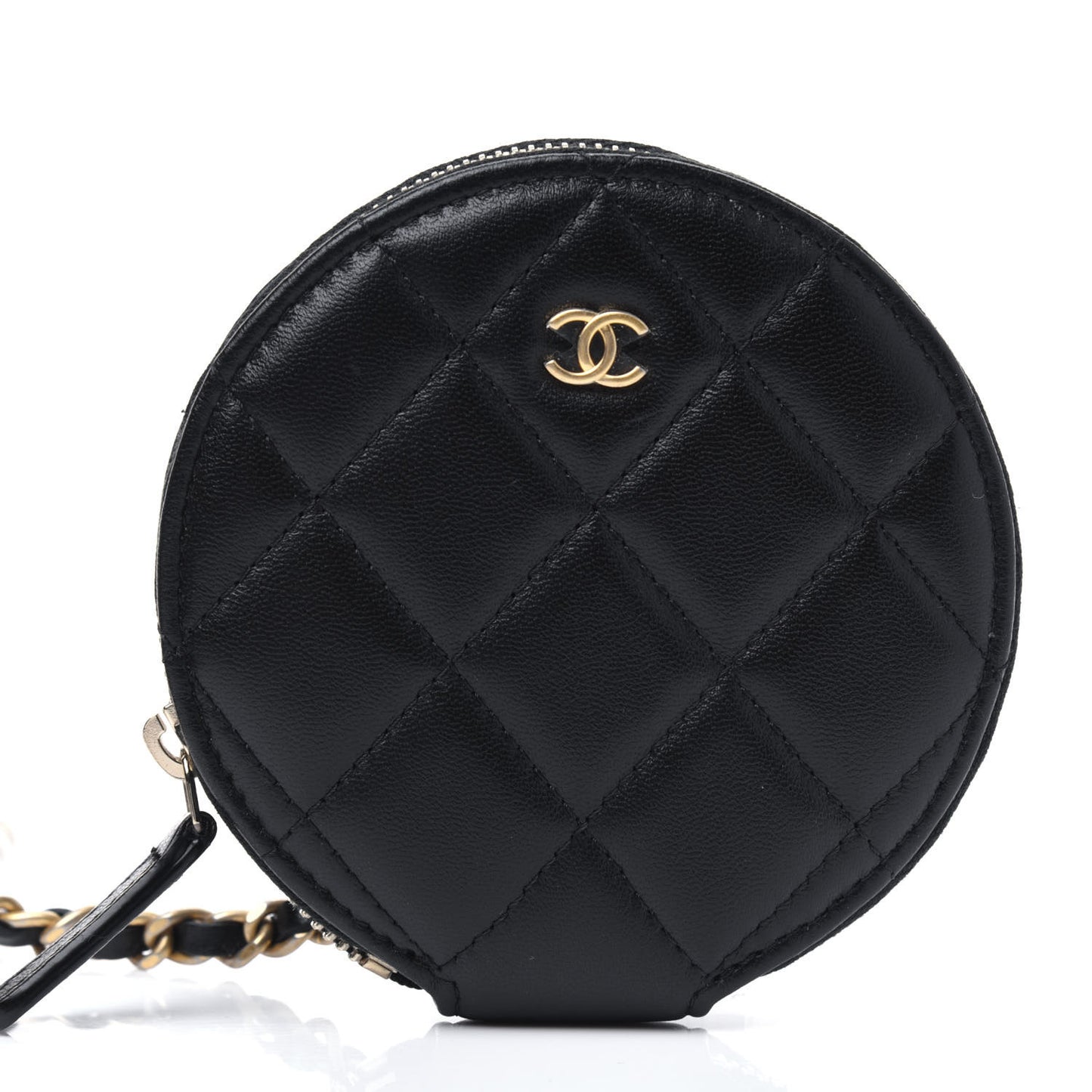 Pearl Lambskin Pearl Crown CC Wristlet Multi Pouches Black
