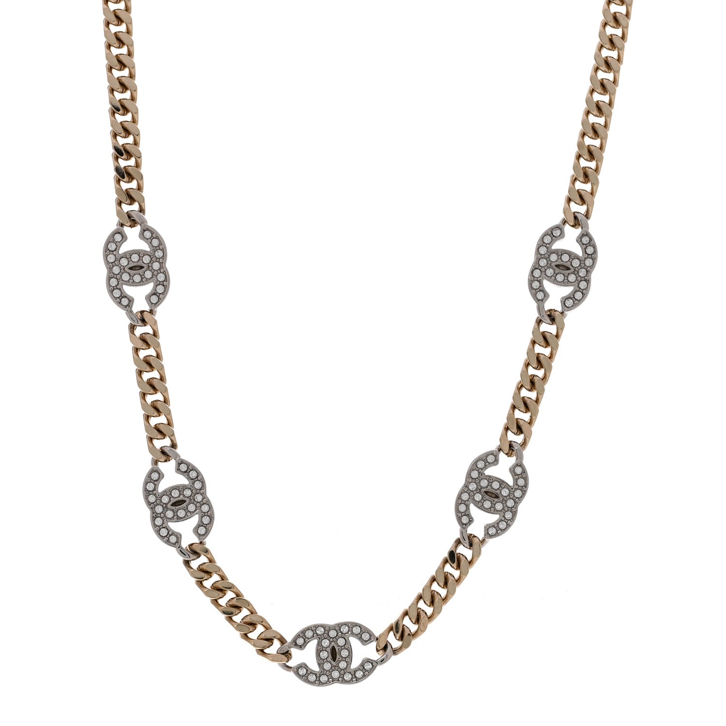 Crystal Chain CC Link Choker Gold Silver