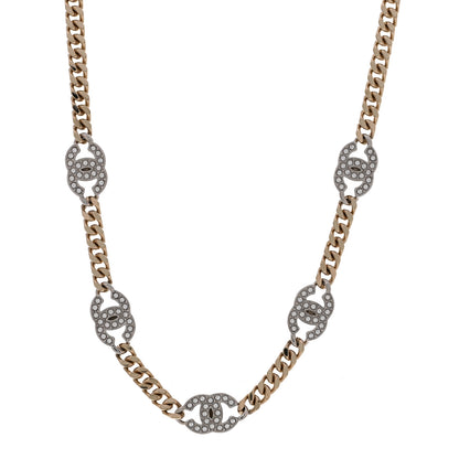 Chanel Crystal Chain CC Link Choker Gold Silver 1 of 7