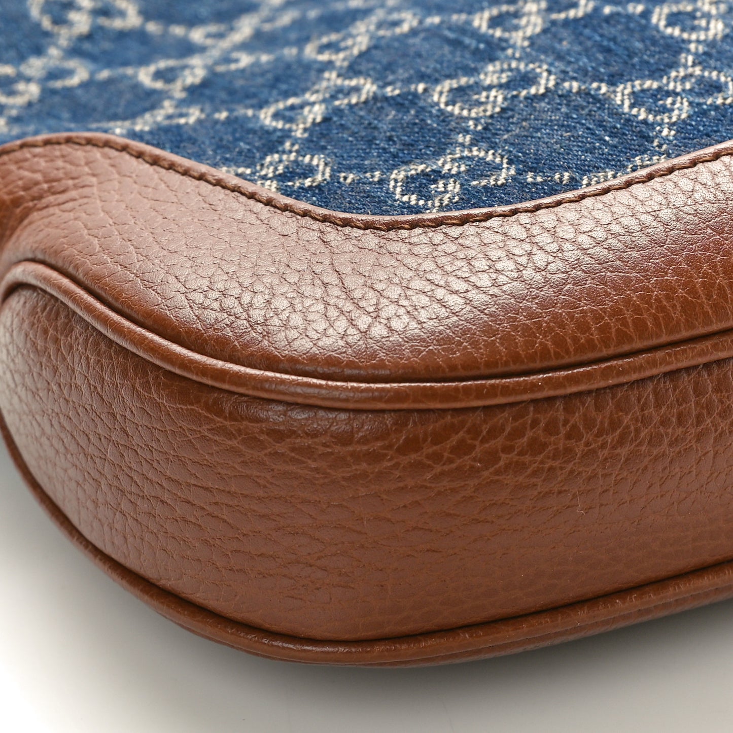 New Denim GG Monogram Calfskin Small Jackie 1961 Hobo Blue Tea Cuir