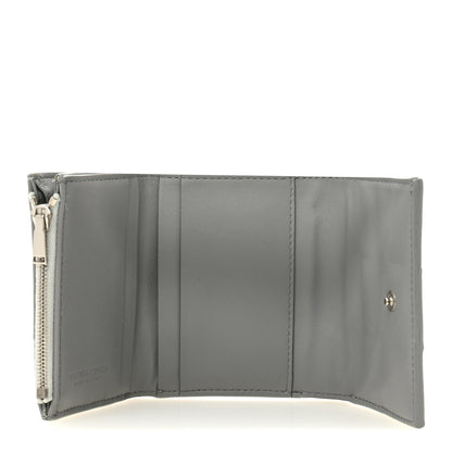 Bottega Veneta Metallic Patent Calfskin Maxi Intrecciato Cassette Tri-Fold Wallet Silver 5 of 7