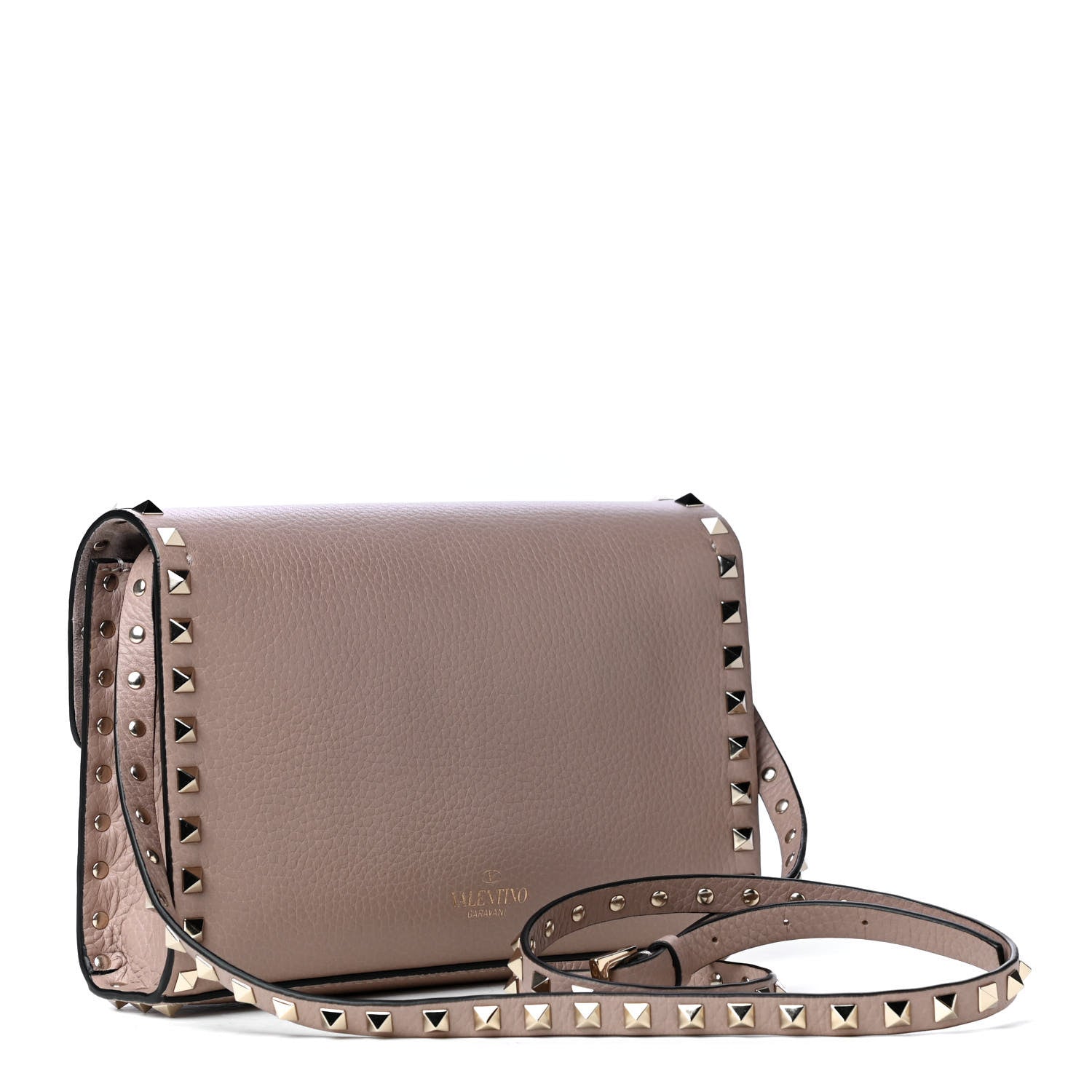 Valentino Garavani Pebbled Calfskin Medium Rockstud Flip Lock Crossbody Bag Poudre 2 of 4
