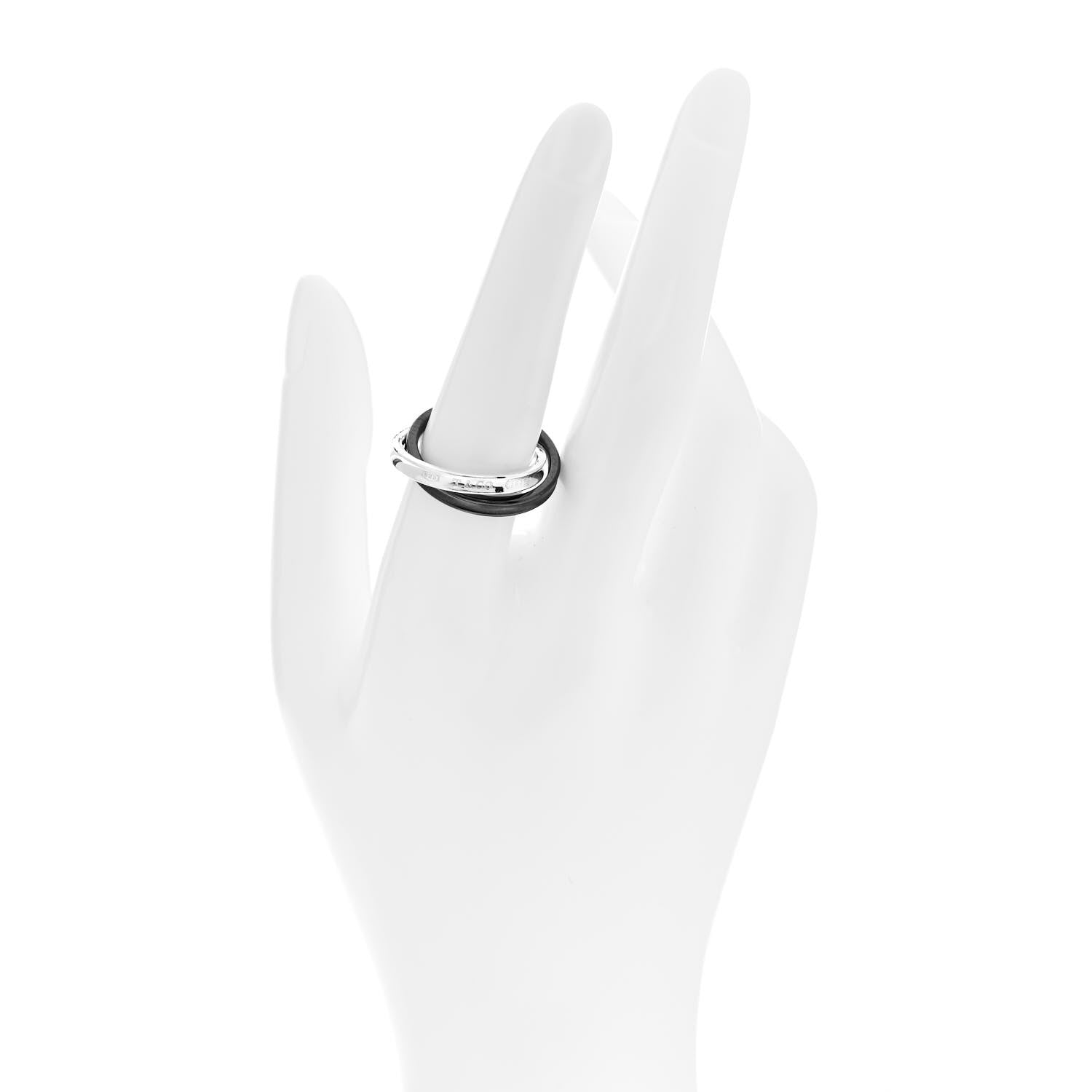 Tiffany Sterling Silver Titanium 1837 Interlocking Ring 54 7 2 of 4
