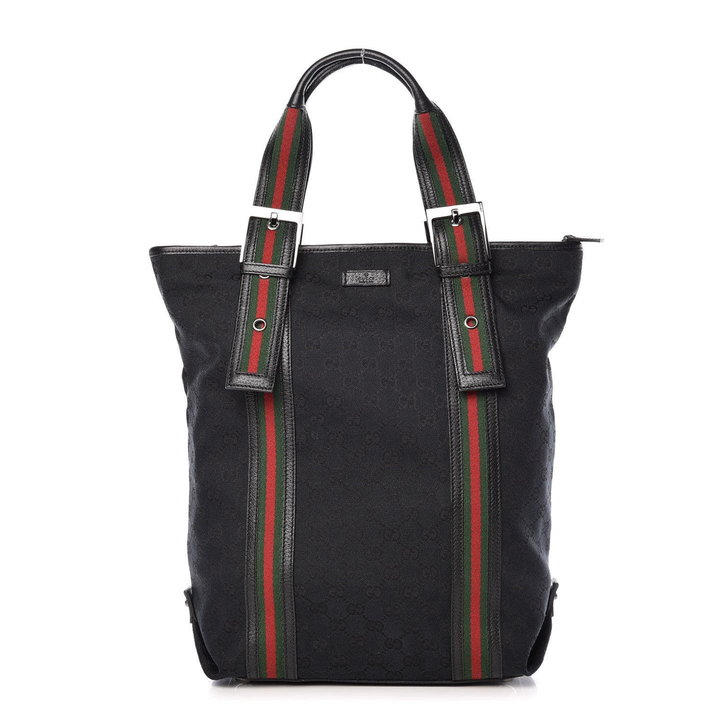 GG Monogram Web Handle Vertical Tote Bag Black