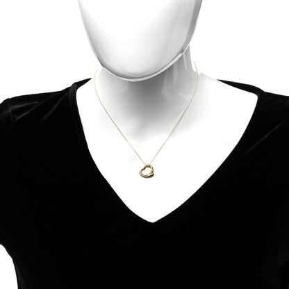 Tiffany 18K Yellow Gold 16mm Elsa Peretti Open Heart Pendant Necklace 2 of 4