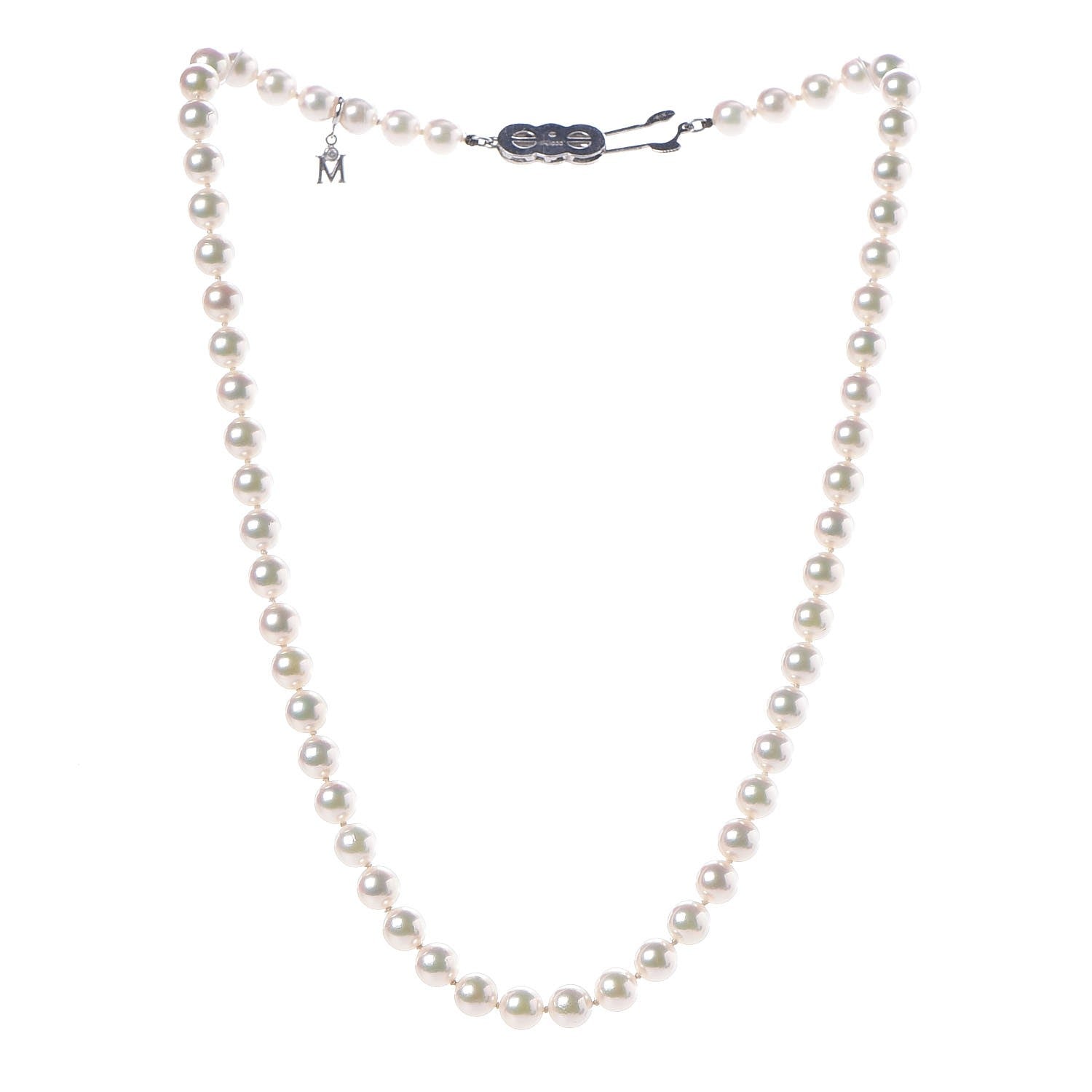 Mikimoto Platinum Diamond 6-6.5mm Akoya Pearl Necklace 16 3 of 5