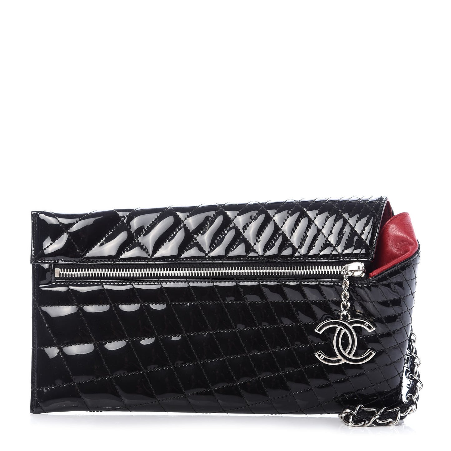 Patent Geometric Quilted Kaleidoscope Clutch Black