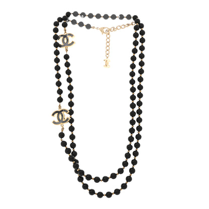 Chanel Enamel Beaded CC Necklace Black White Gold 3 of 6