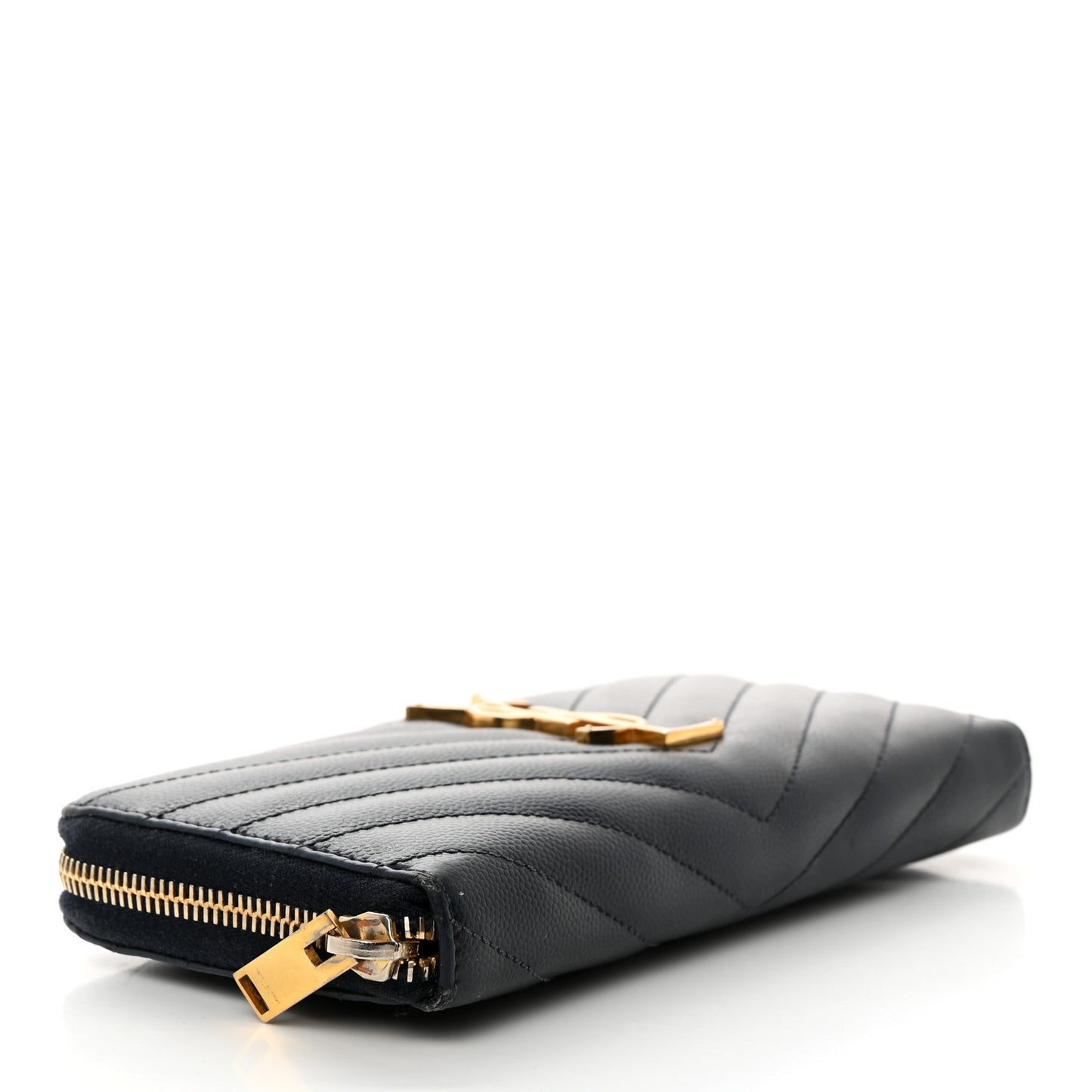 Grain De Poudre Matelasse Chevron Monogram Zip Around Wallet Navy