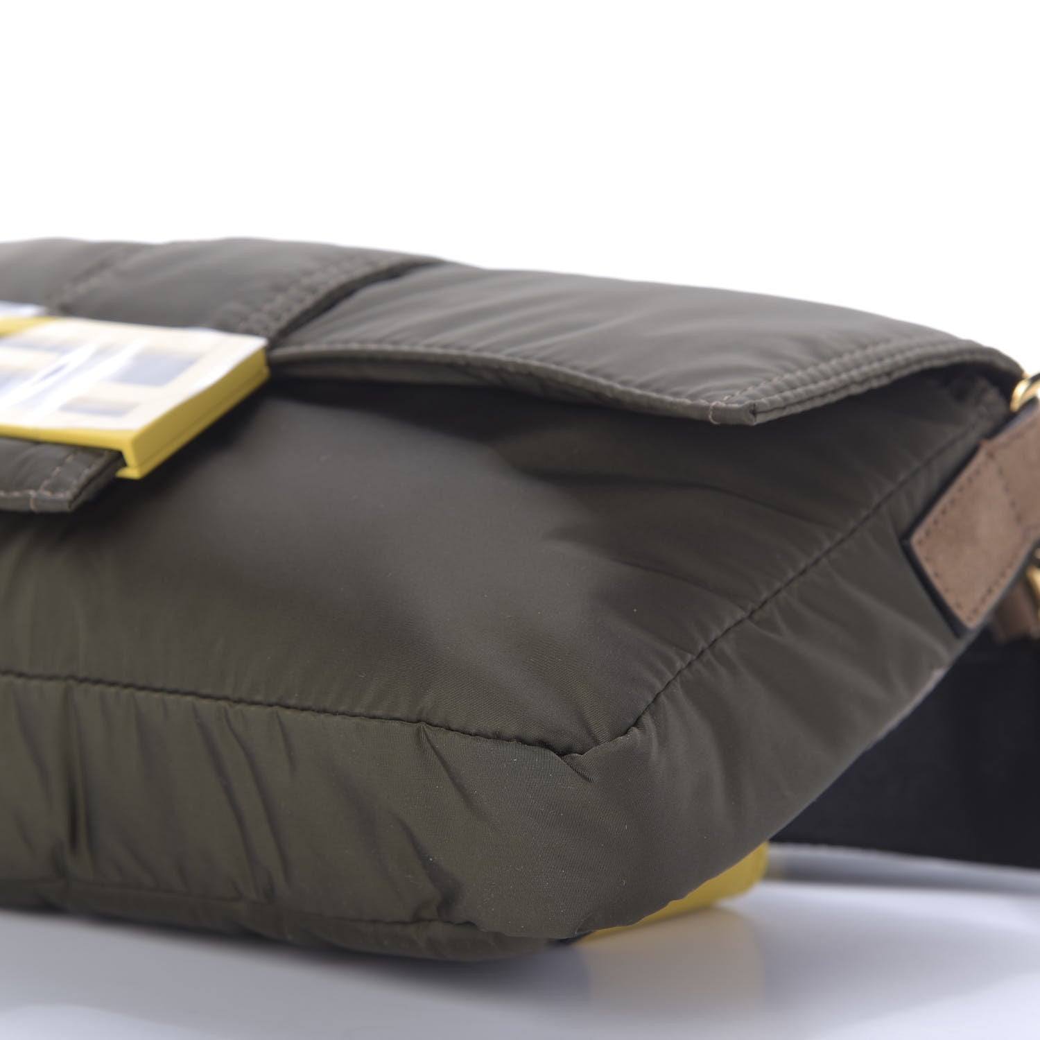 Fendi Nylon Dolmias Vitello Grace FF Puffer Belt Baguette Bag Military Brown Tortora 10 of 10