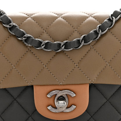 Chanel Lambskin Quilted Tri-Color Mini Rectangular Flap Brown Grey 8 of 10