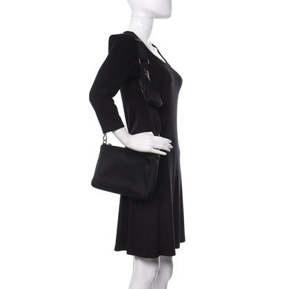 Prada Nylon Rubber Logo Compact Crossbody Bag Black 2 of 12