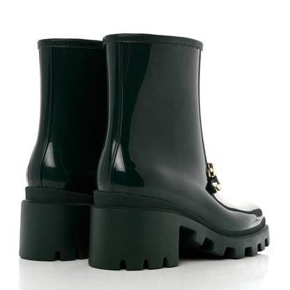 Gucci Rubber Womens Horsebit Ankle Boots 37 Vintage Green 4 of 8