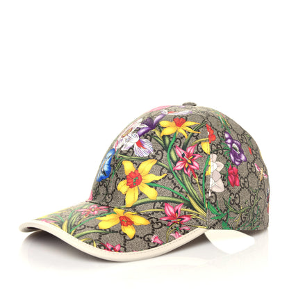 Gucci GG Supreme Flora Claudia Baseball Hat 58 L White 1 of 5