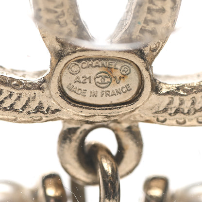 Chanel Crystal Pearl Chanel Charms CC Drop Earrings Gold 3 of 6