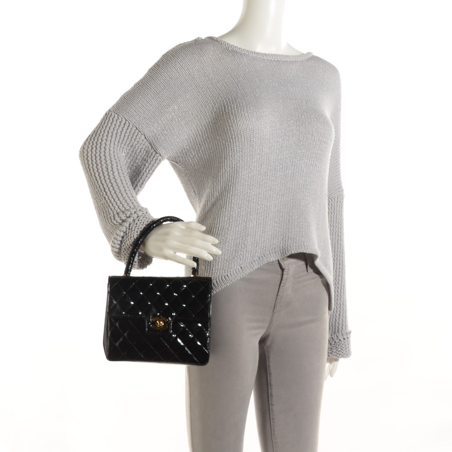 Chanel Patent Quilted Medium Kelly Flap Bag Black 2 of 9