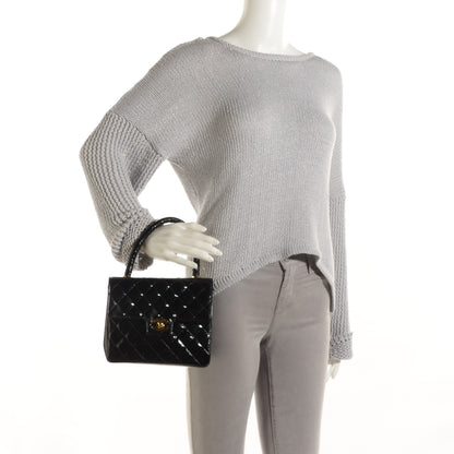 Chanel Patent Quilted Medium Kelly Flap Bag Black 2 of 9