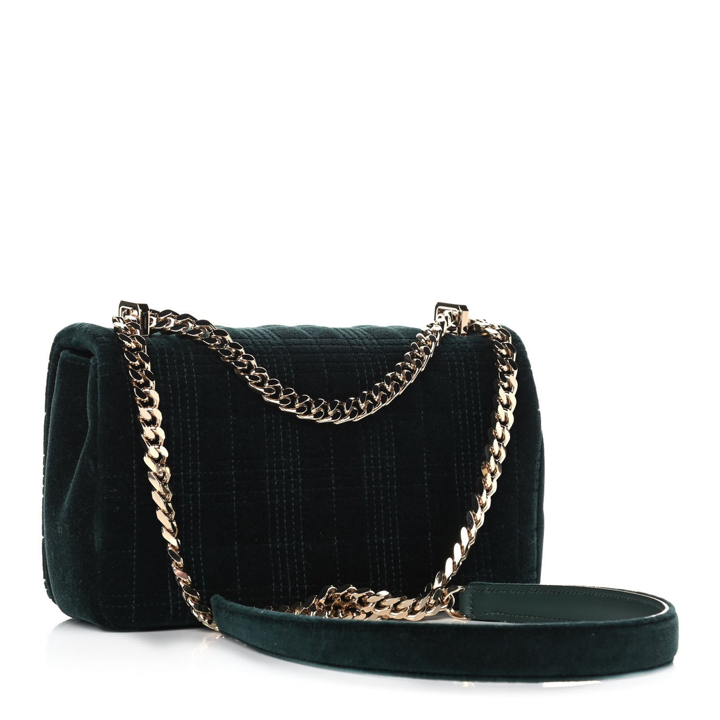 Velvet Quilted Small Lola Bag Dark Green