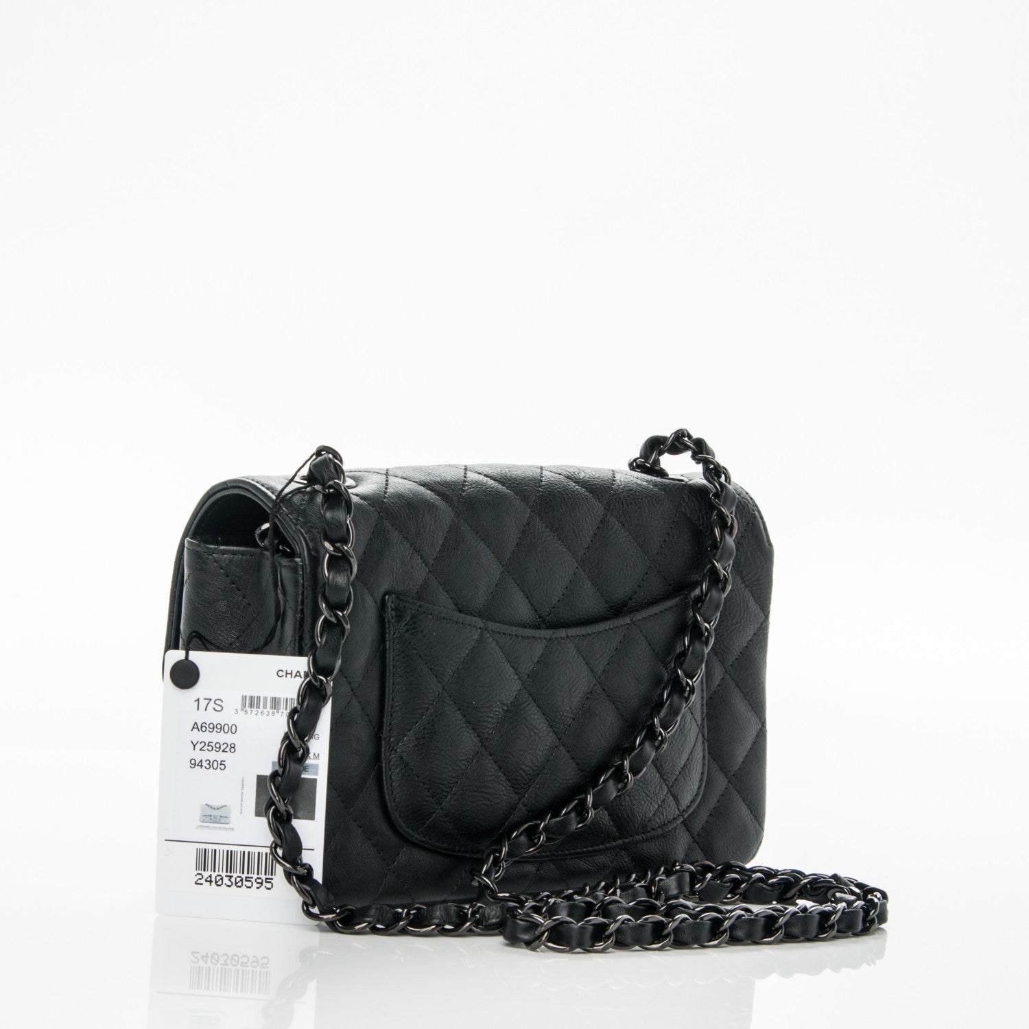 Chanel Crumpled Calfskin Quilted Mini Rectangular Flap So Black 3 of 8