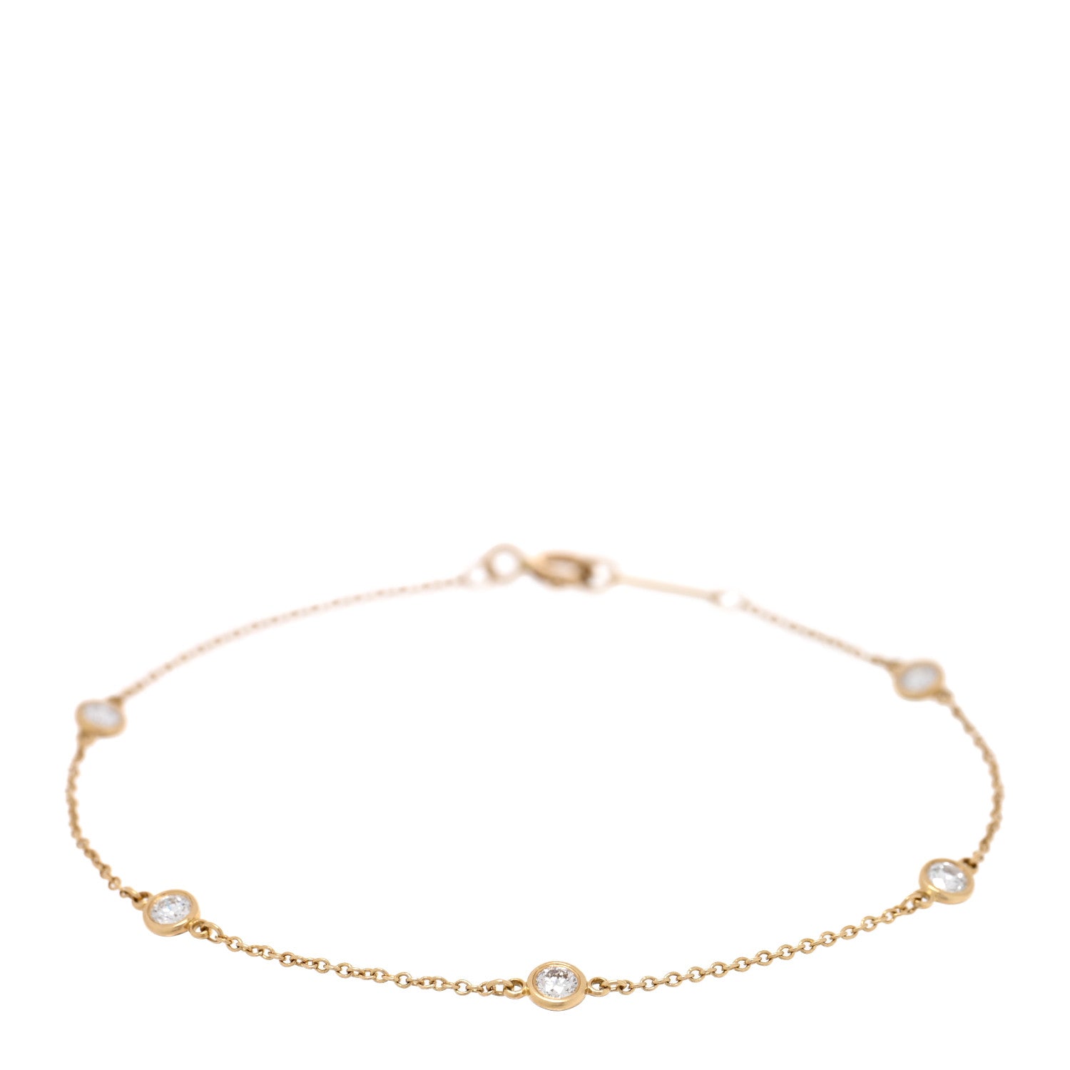 Tiffany 18K Yellow Gold Diamond .35ctw Elsa Peretti Diamonds by the Yard Station Bracelet 1 of 3